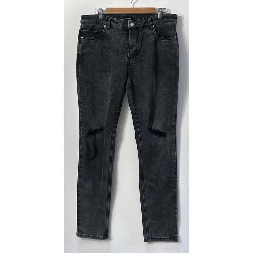 Mens‎ Zanerobe Slingshot Denim Black Stretch Jeans Button Fly Sz 36  36x32